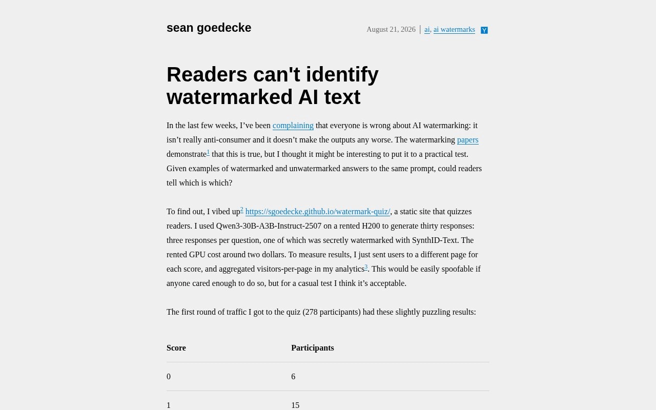 Readers can't identify watermarked AI text