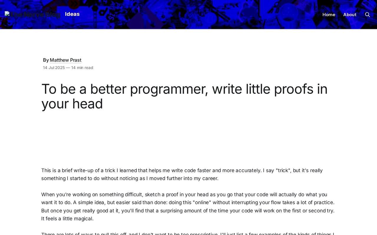 To be a better programmer, write little proofs in your head