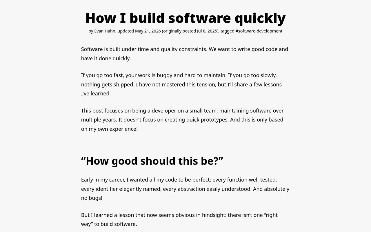How I build software quickly