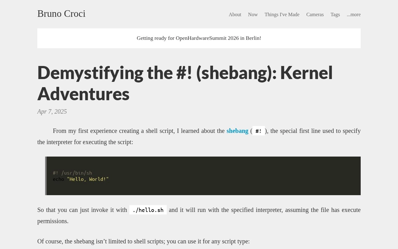 Demystifying the #! (shebang): Kernel Adventures - Bruno Croci