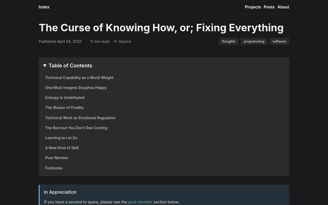 The Curse of Knowing How, or; Fixing Everything | Blog