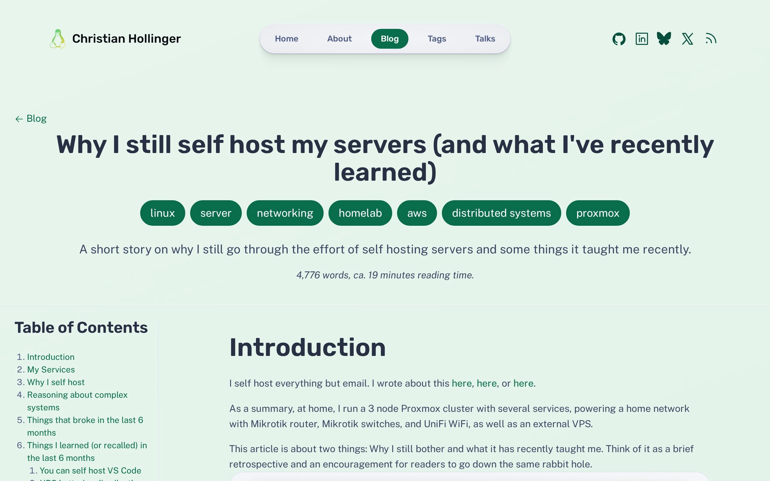 Why I still self host my servers (and what I've recently learned) - Christian Hollinger