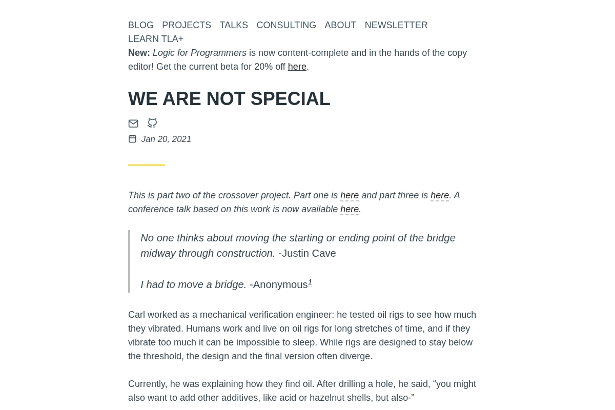 We Are Not Special