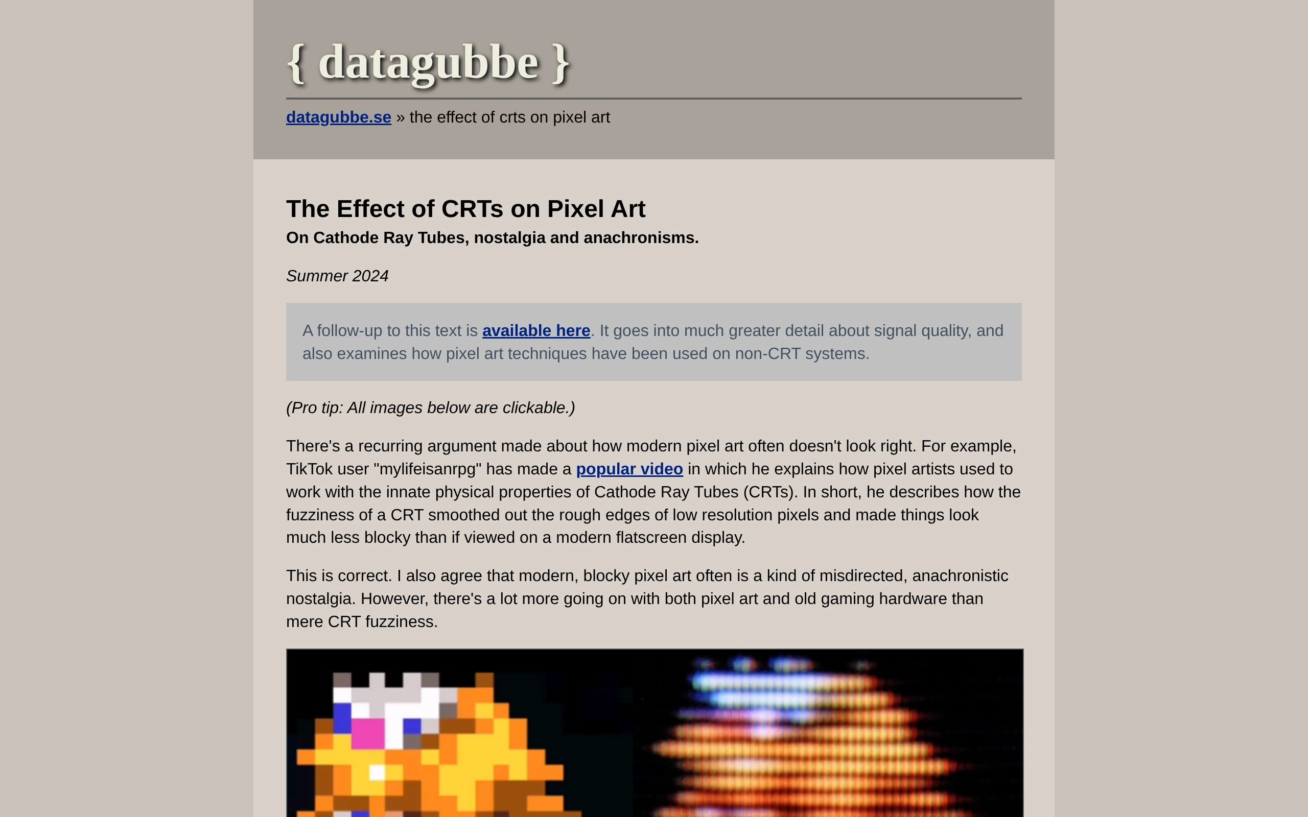 The Effect of CRTs on Pixel Art | datagubbe.se
