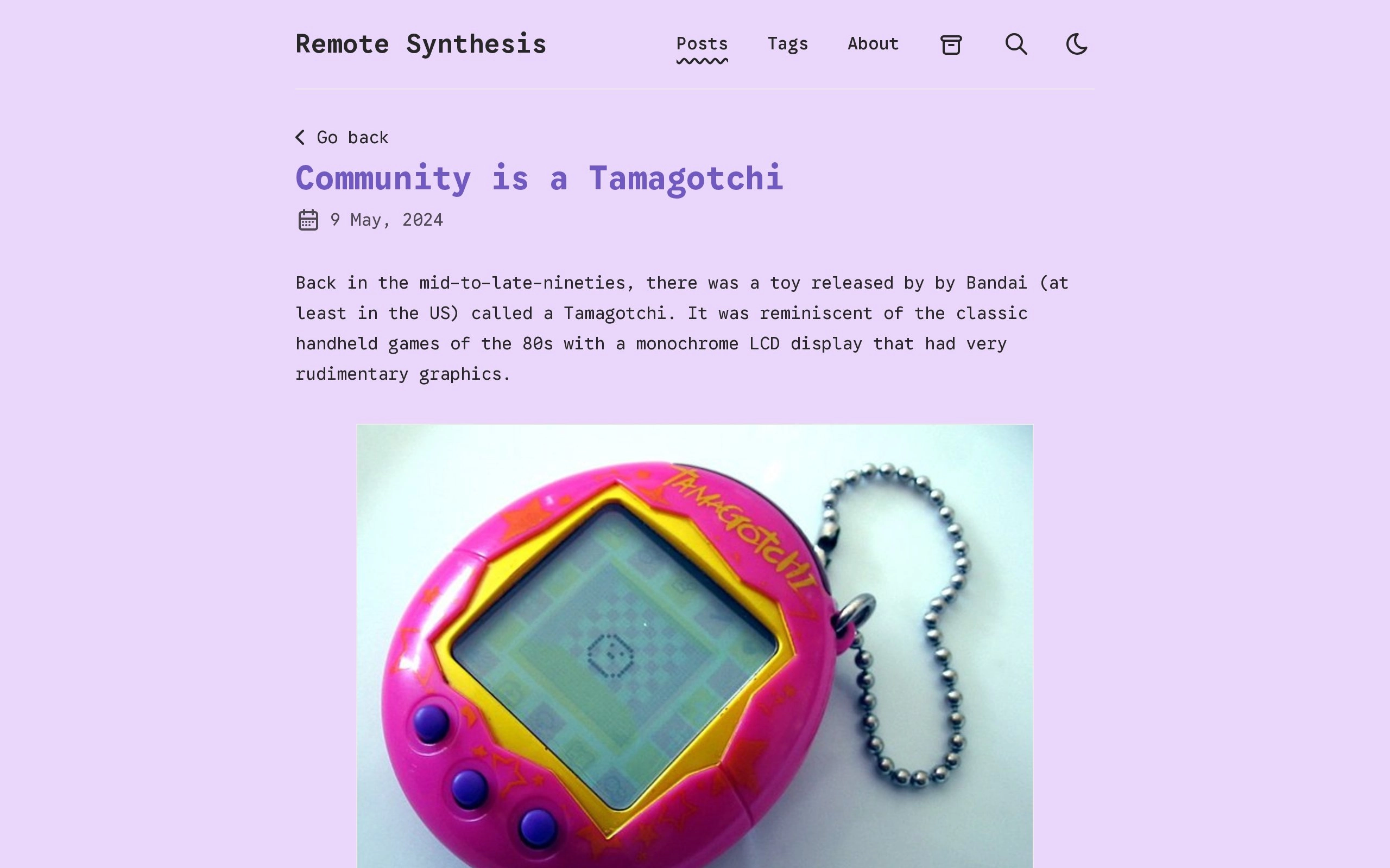 Remote Synthesis | Community is a Tamagotchi