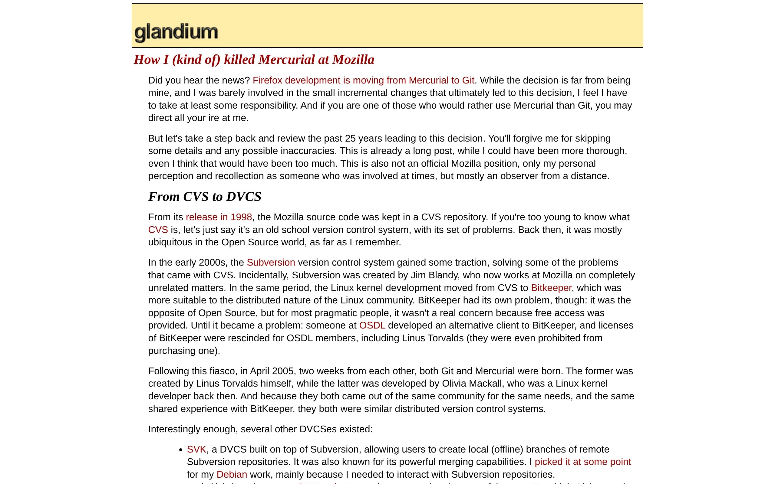 glandium.org » Blog Archive » How I (kind of) killed Mercurial at Mozilla