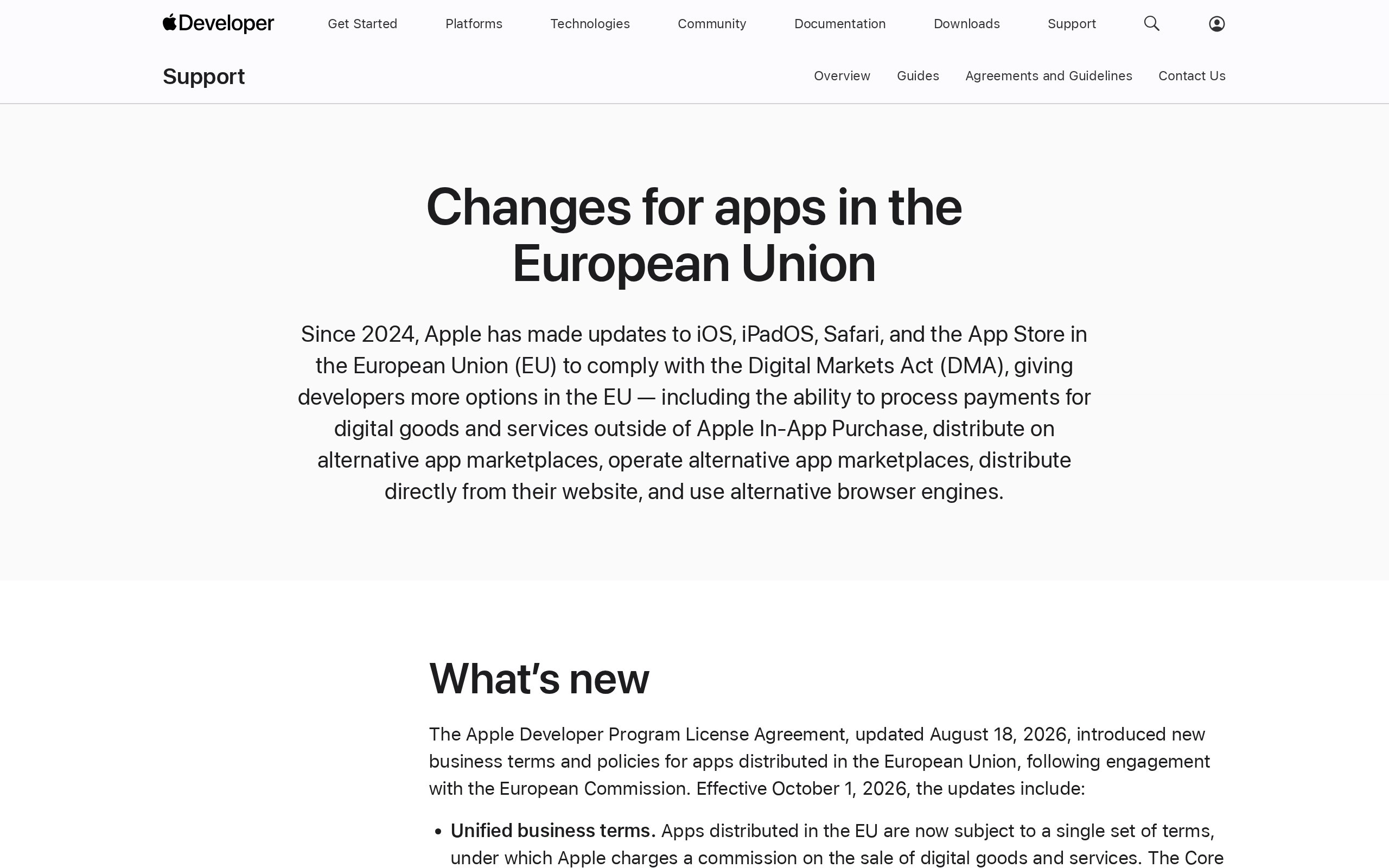Update on apps distributed in the European Union - Support - Apple Develope