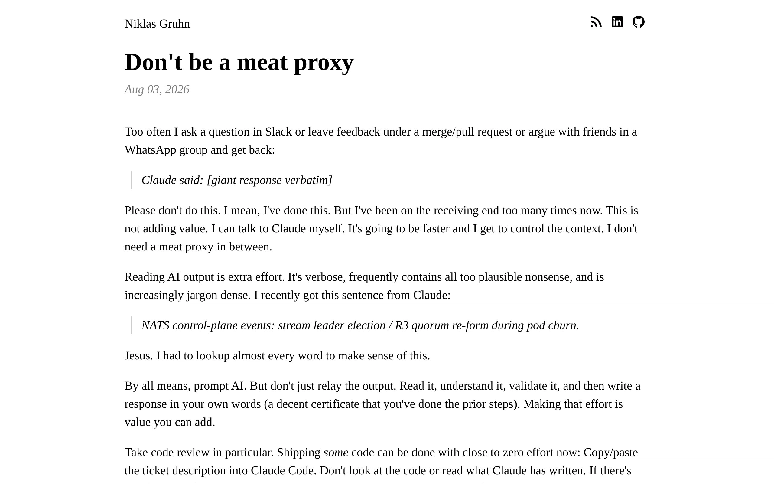 Don't be a meat proxy
