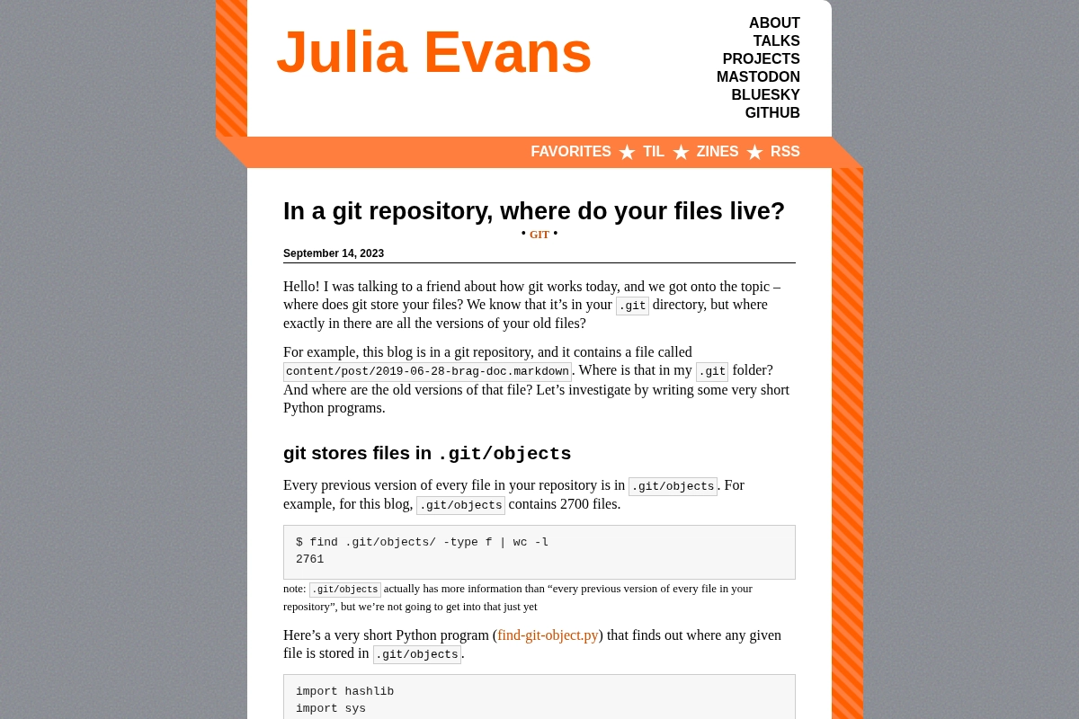 In a git repository, where do your files live?