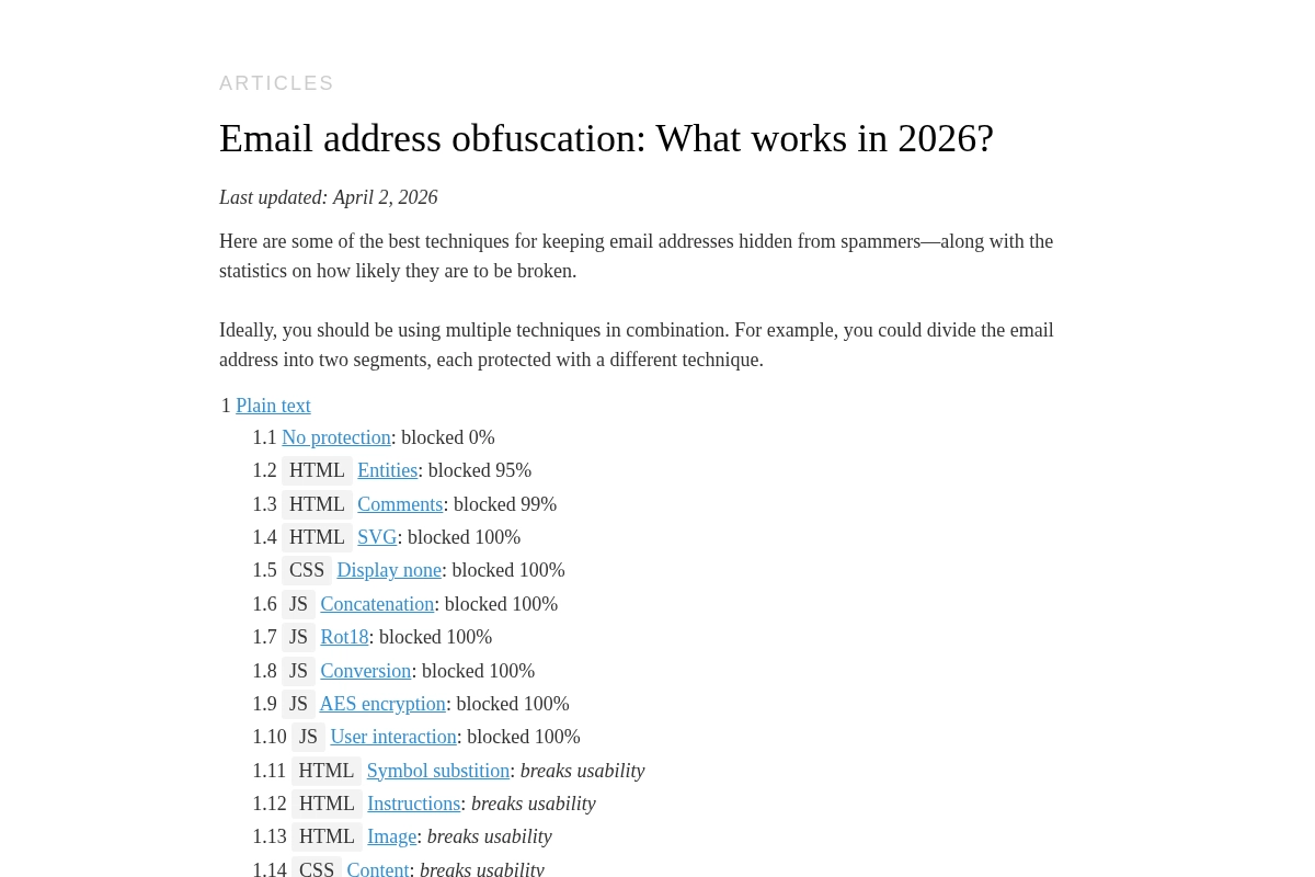 Email obfuscation: What works in 2023?