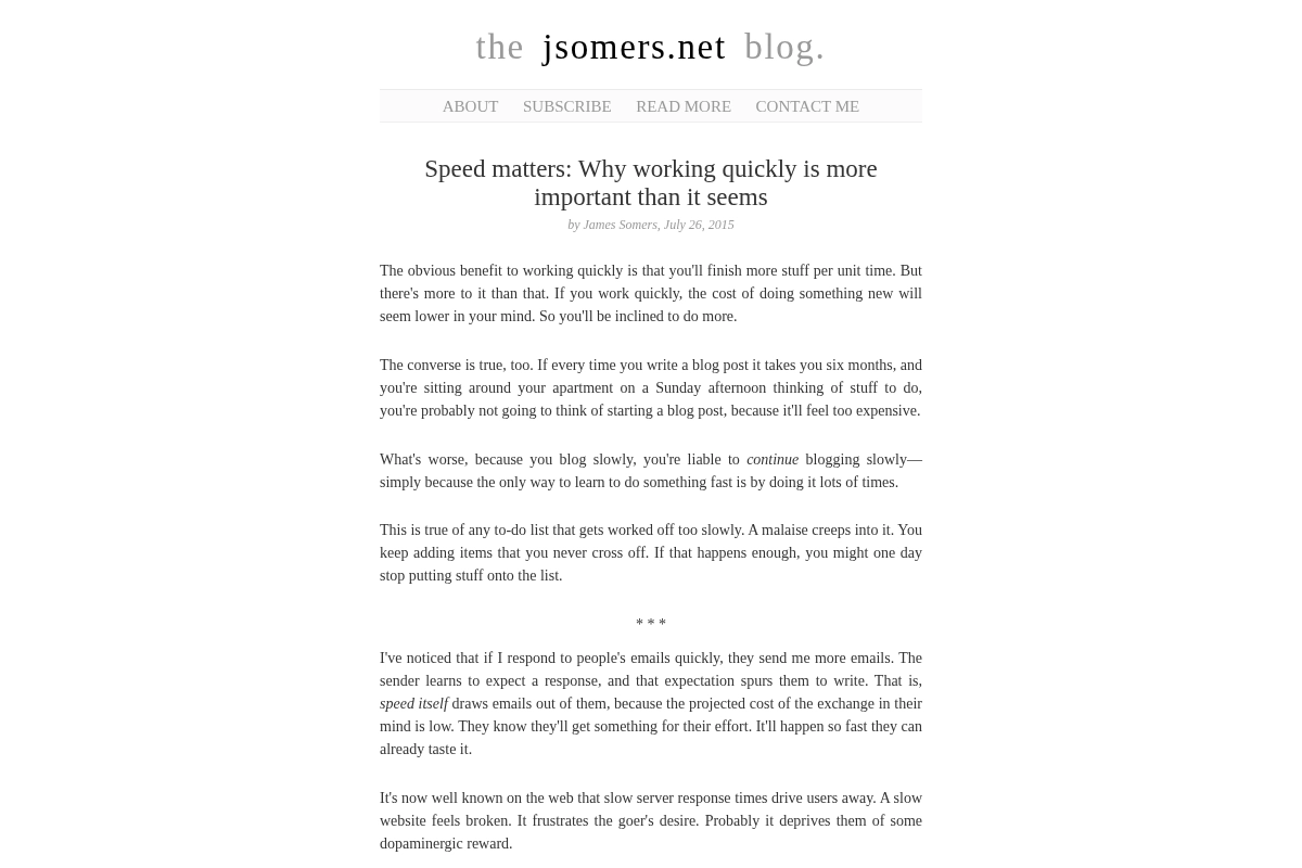 Speed matters: Why working quickly is more important than it seems « the js