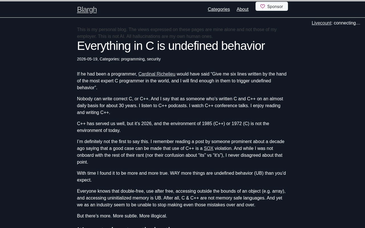 Everything in C is undefined behavior