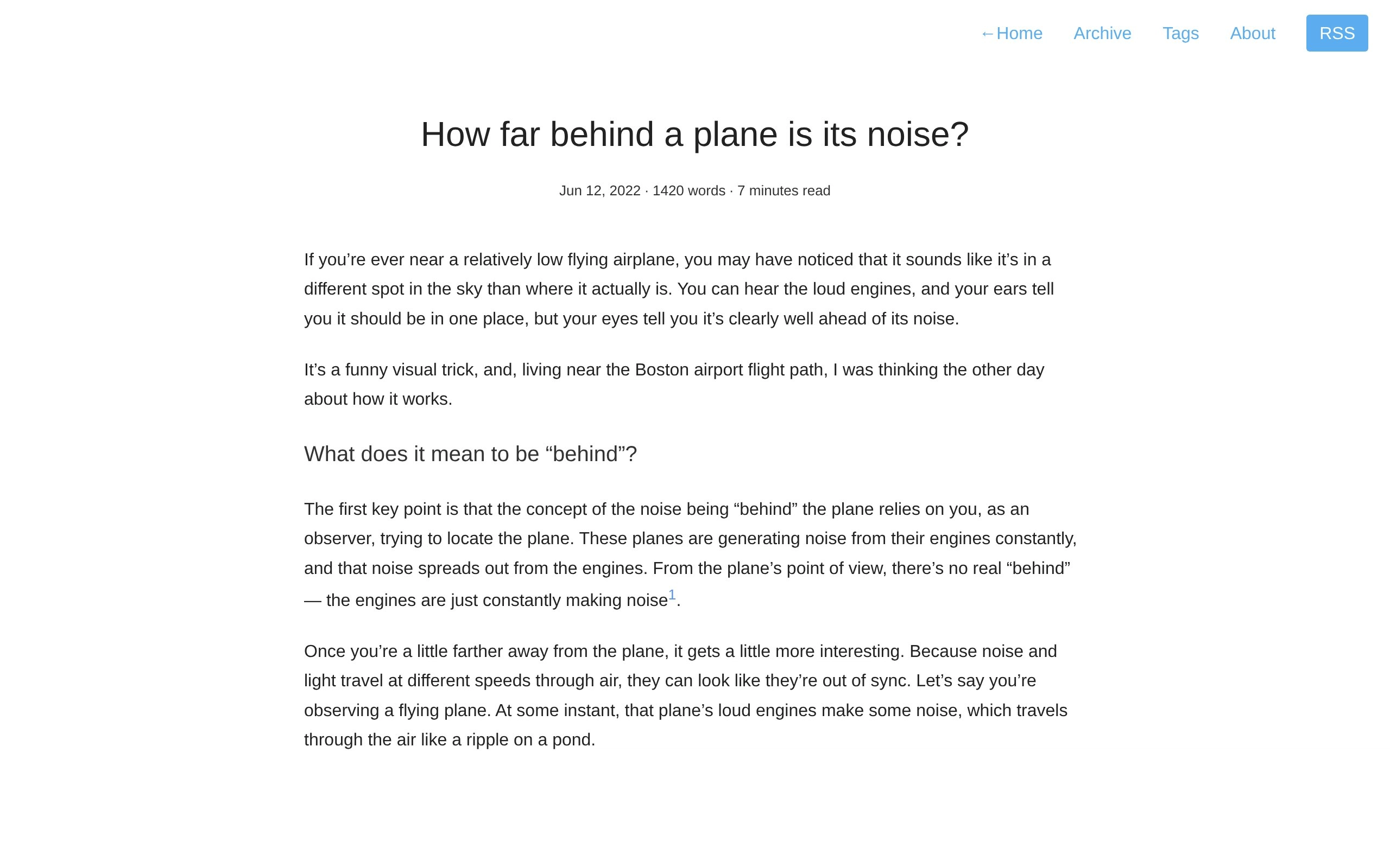 How far behind a plane is its noise? · Caffeinspiration