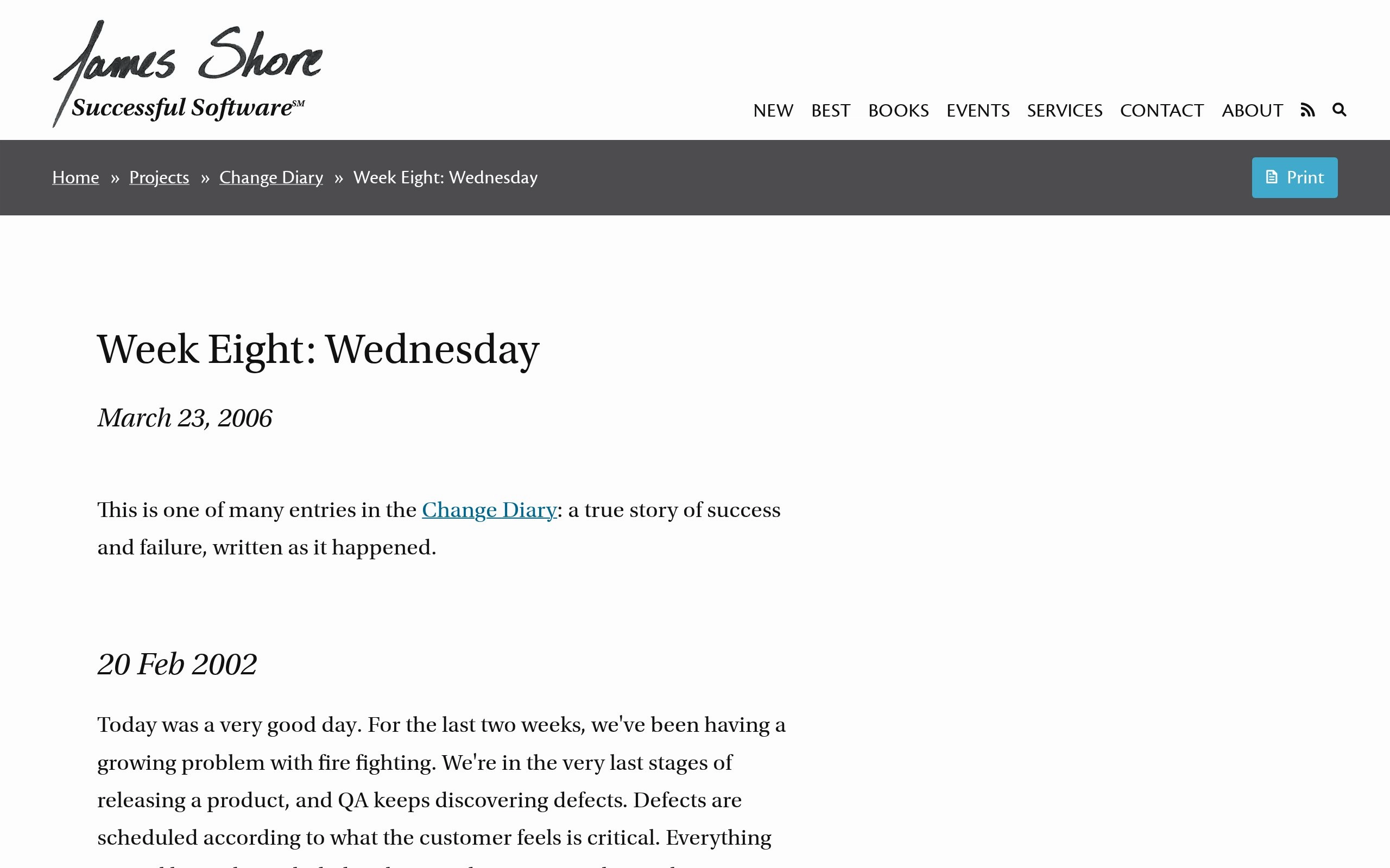 James Shore: Week Eight: Wednesday