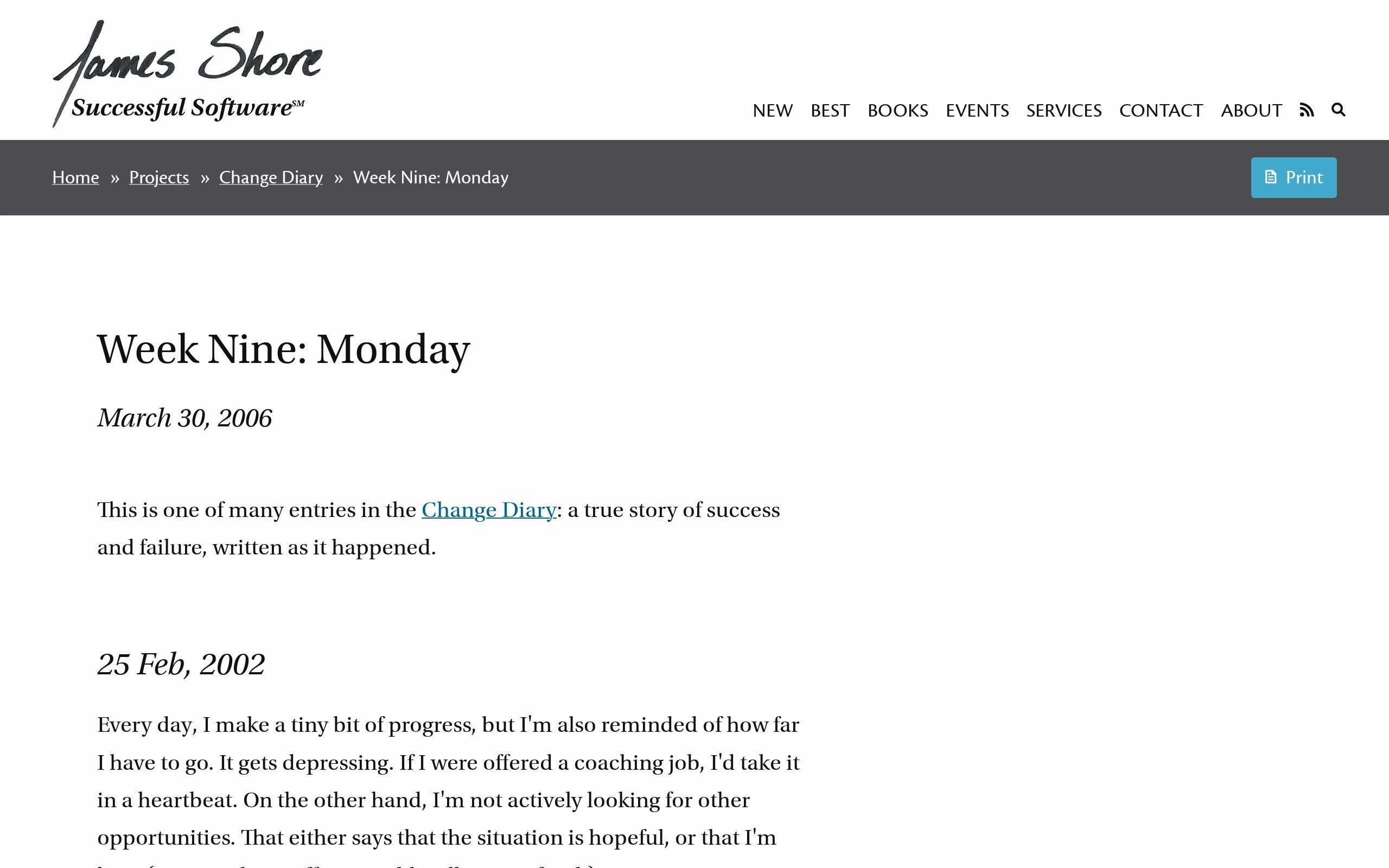 James Shore: Week Nine: Monday