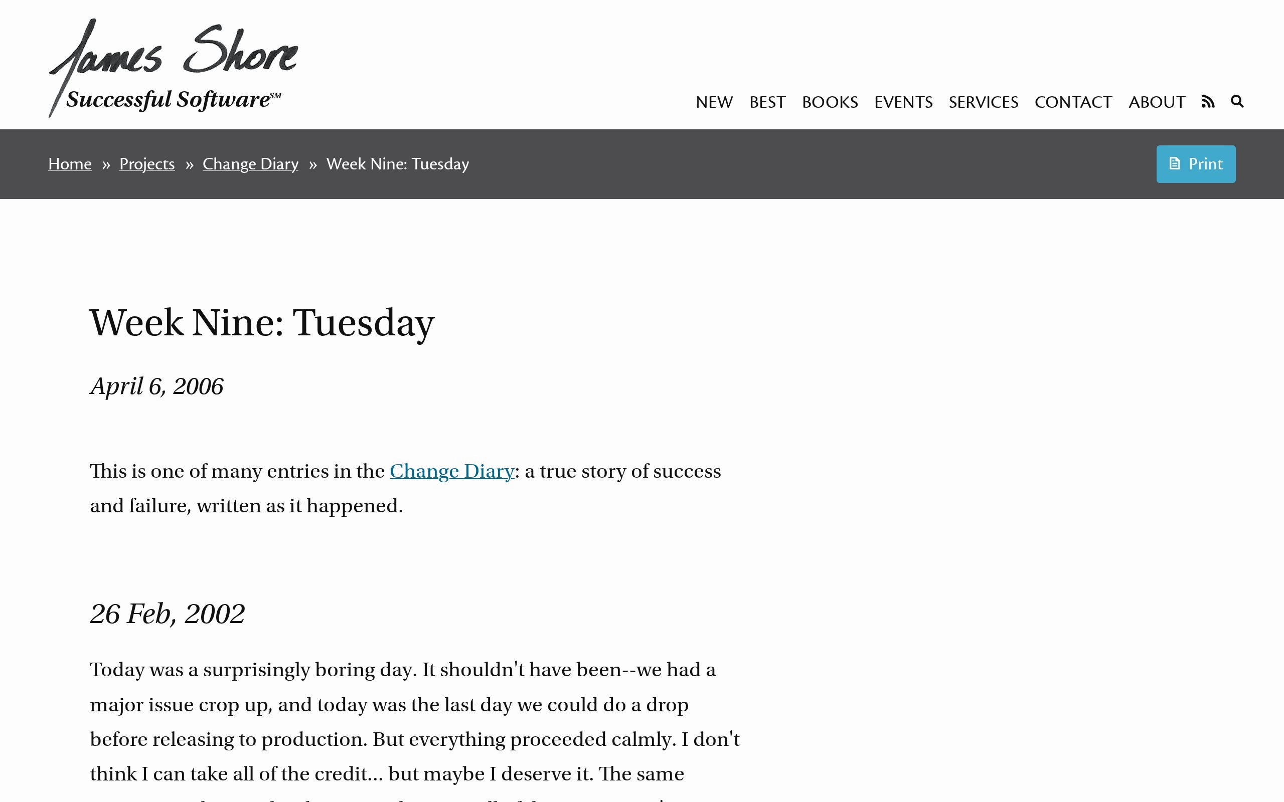 James Shore: Week Nine: Tuesday