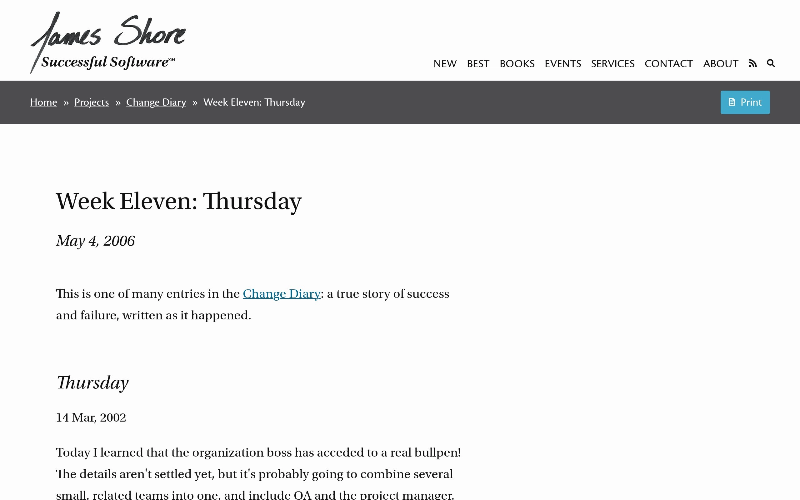 James Shore: Week Eleven: Thursday