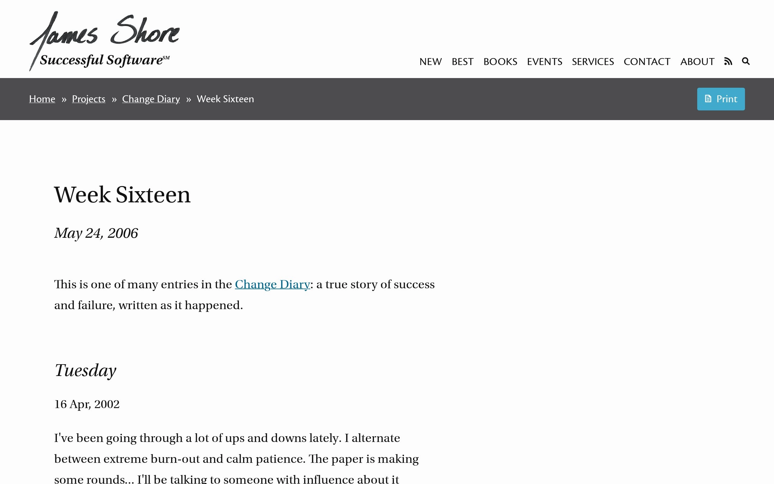 James Shore: Week Sixteen