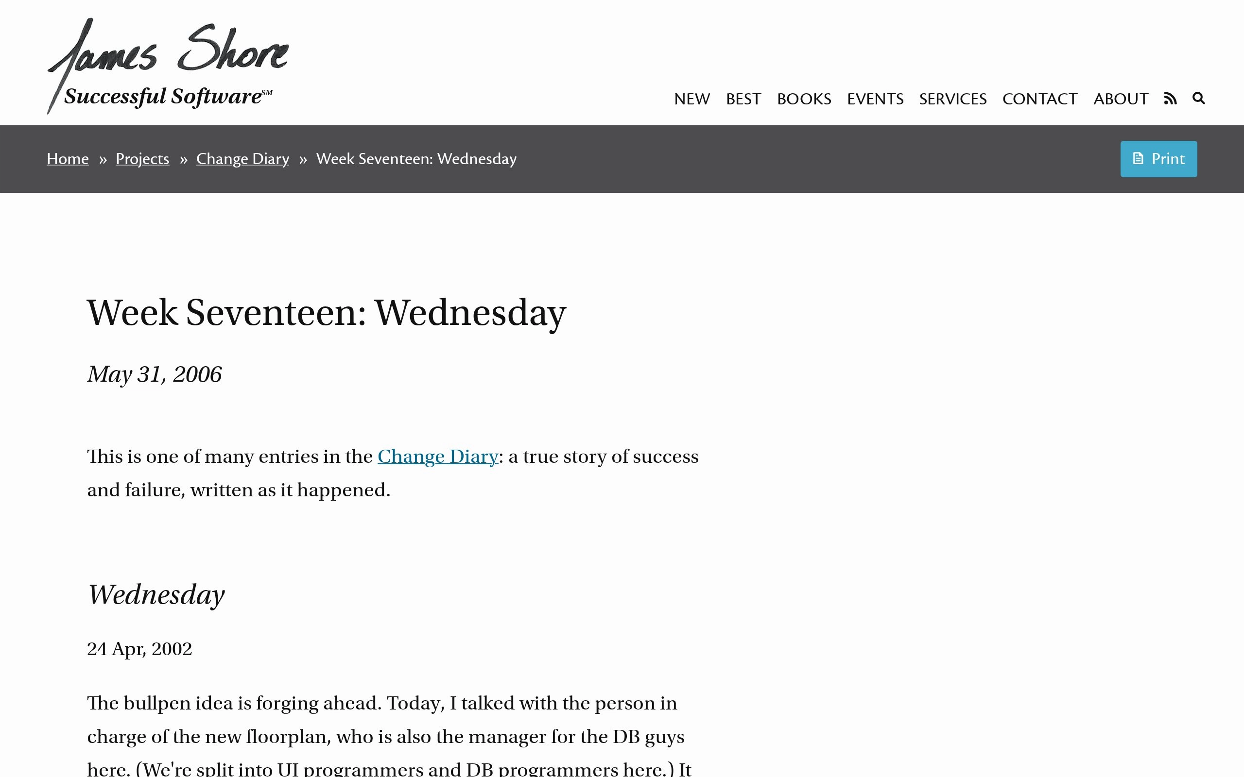 James Shore: Week Seventeen: Wednesday