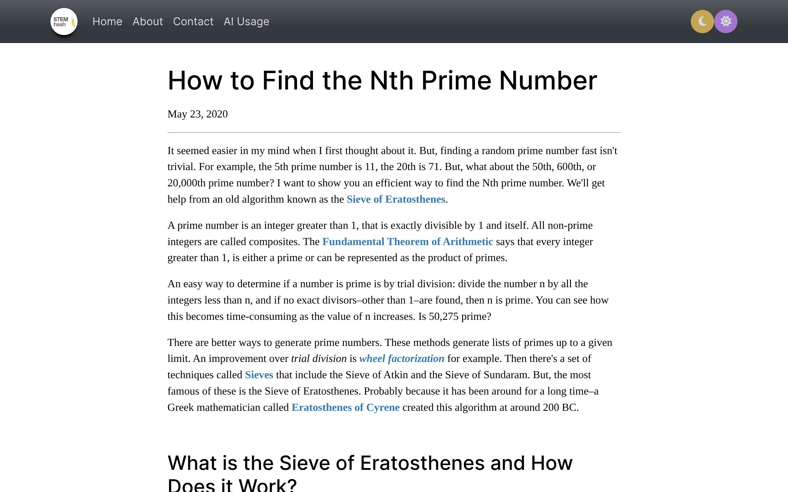 How to Find the *N*th Prime Number - STEM hash