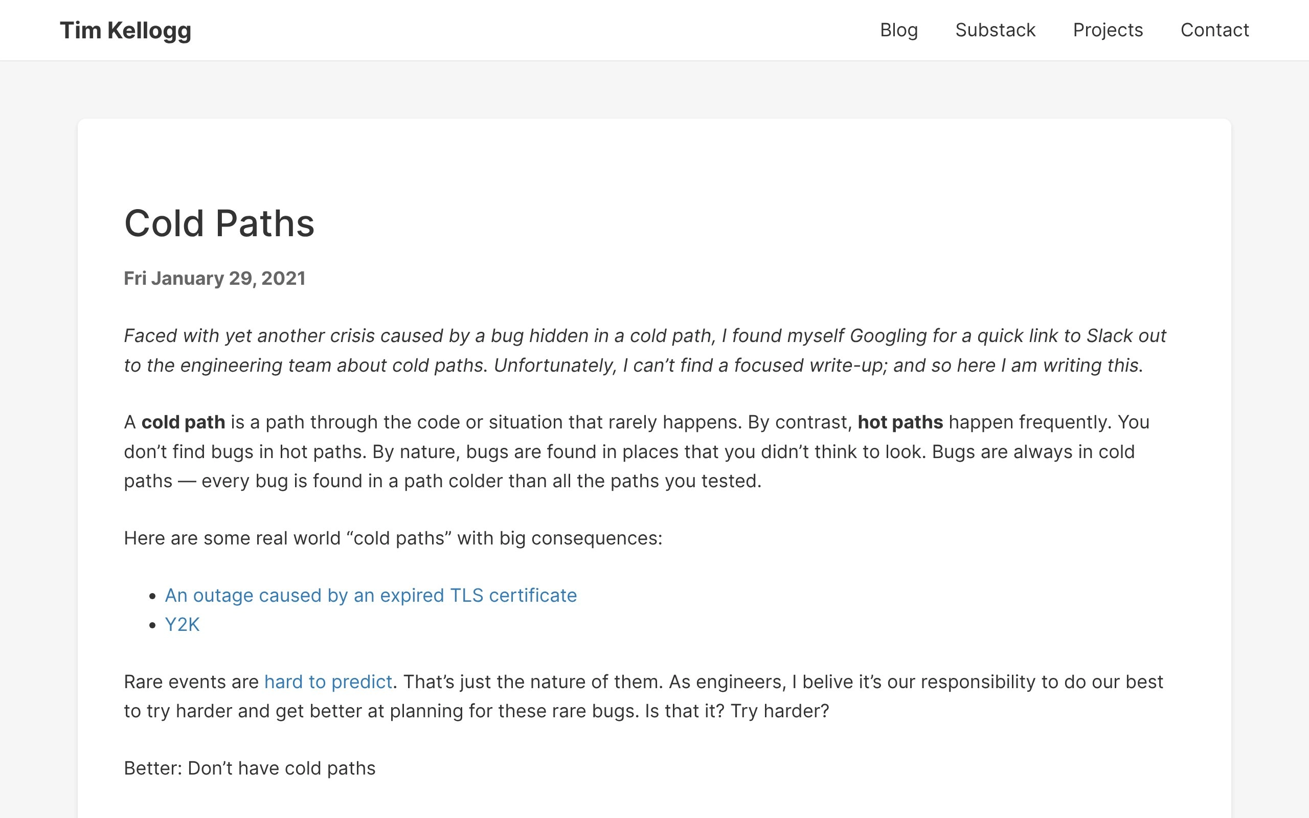 Cold Paths - Tim Kellogg