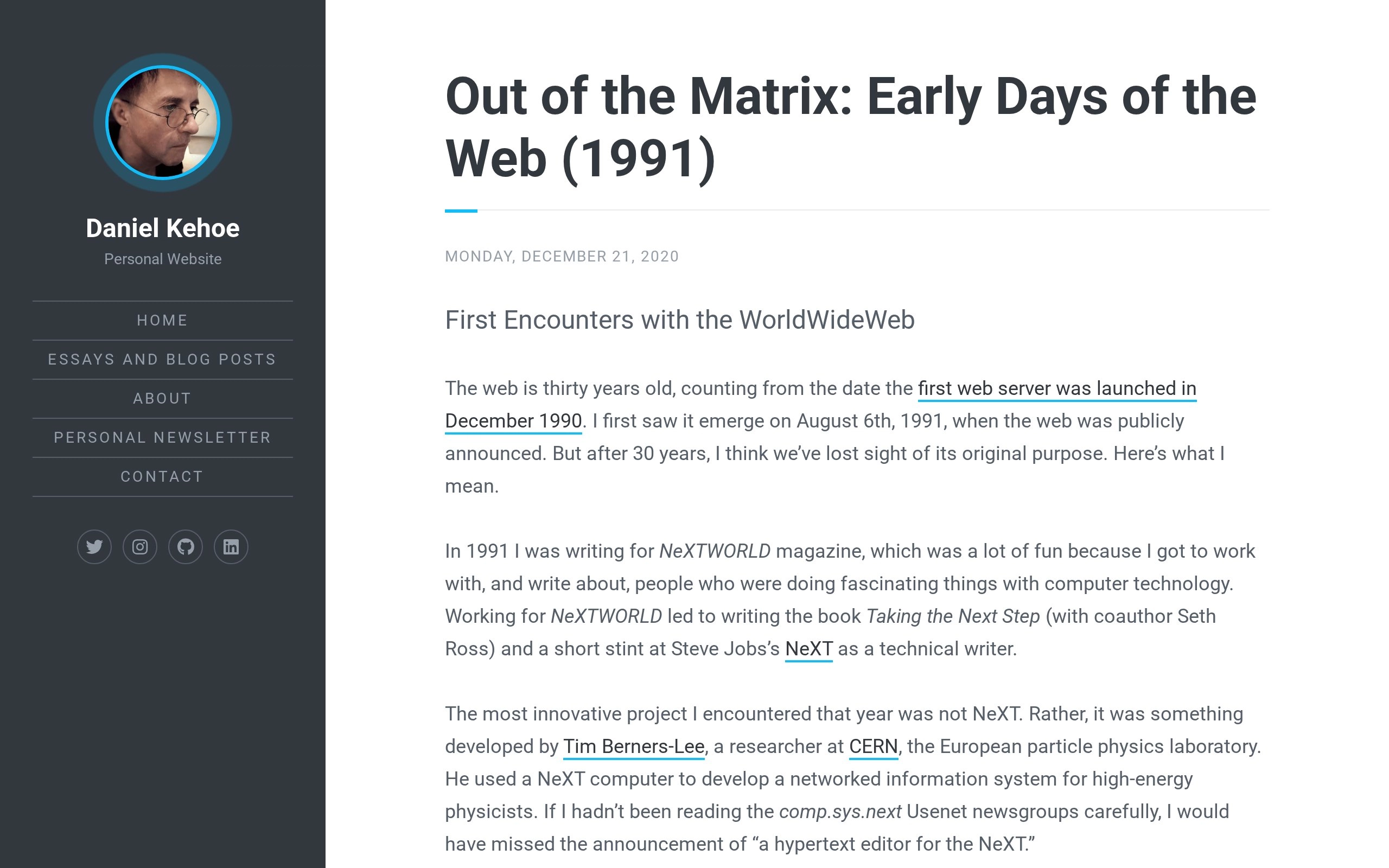 Out of the Matrix: Early Days of the Web (1991)