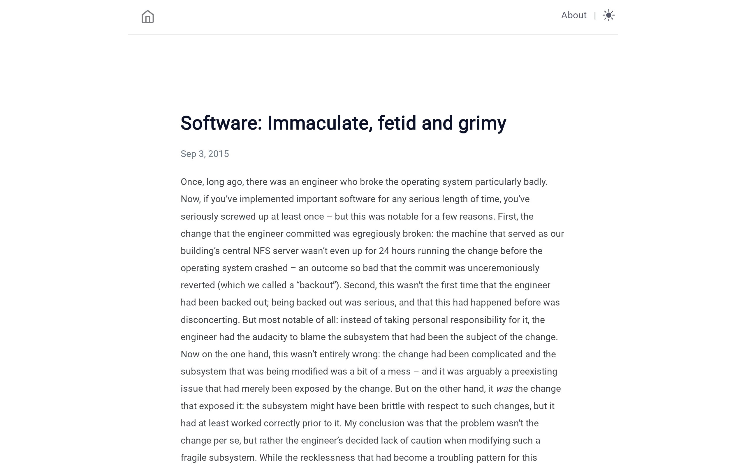 The Observation Deck » Software: Immaculate, fetid and grimy