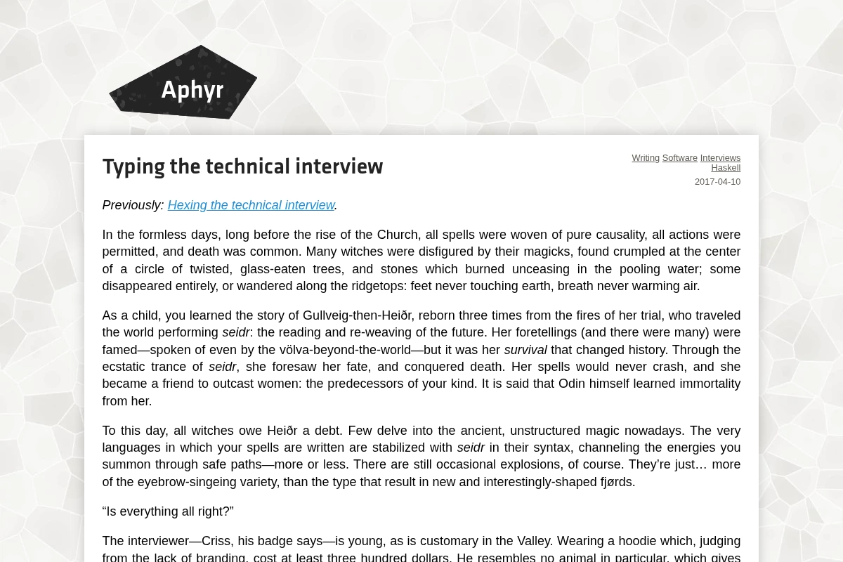 Typing the technical interview