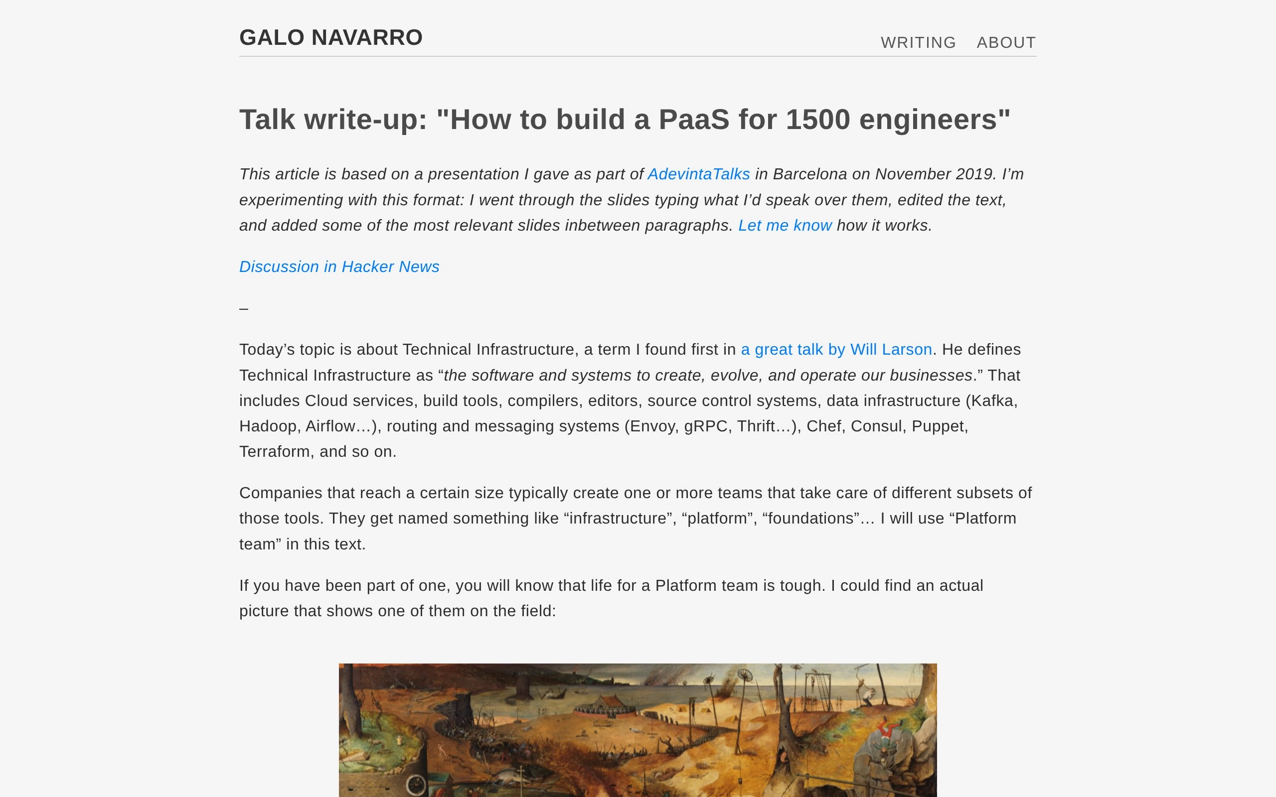 Talk write-up: "How to build a PaaS for 1500 engineers"