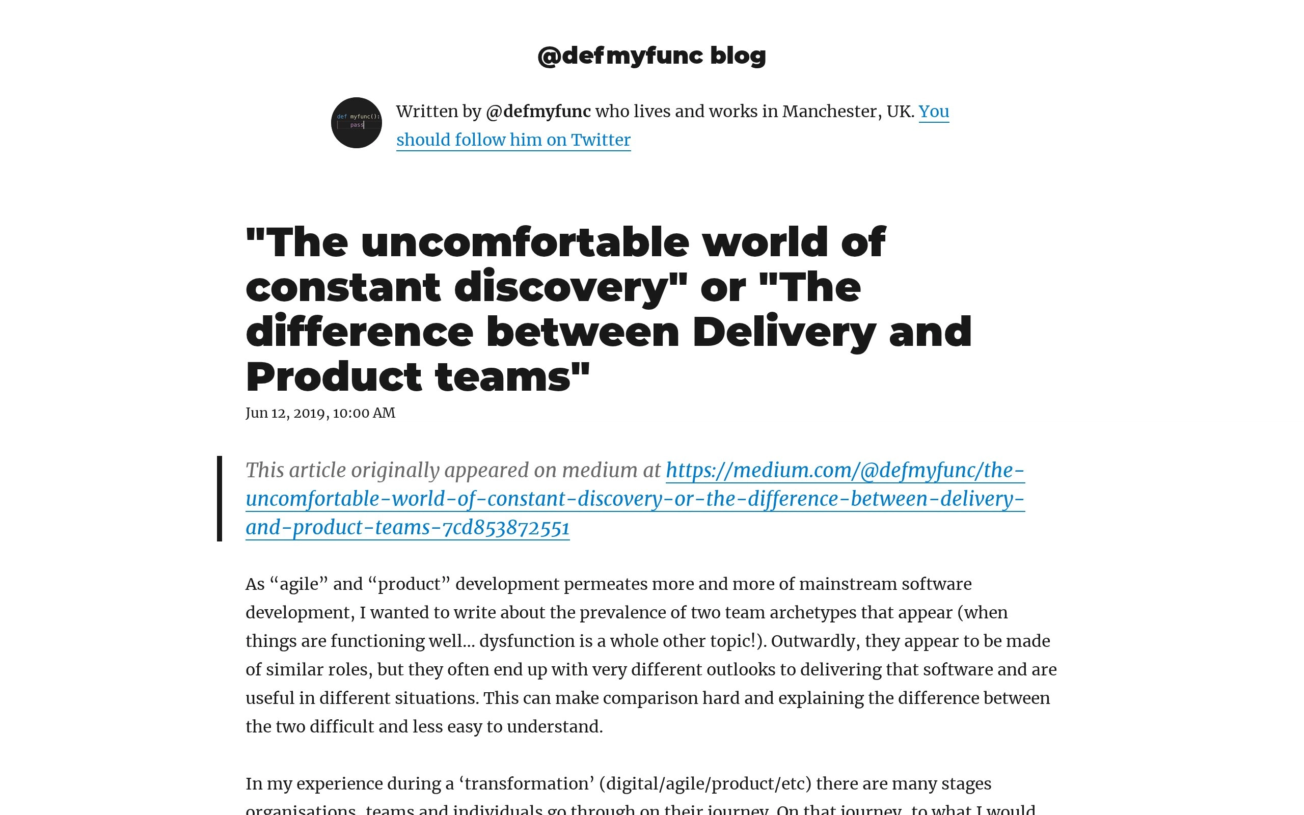 "The uncomfortable world of constant discovery" or "The difference between