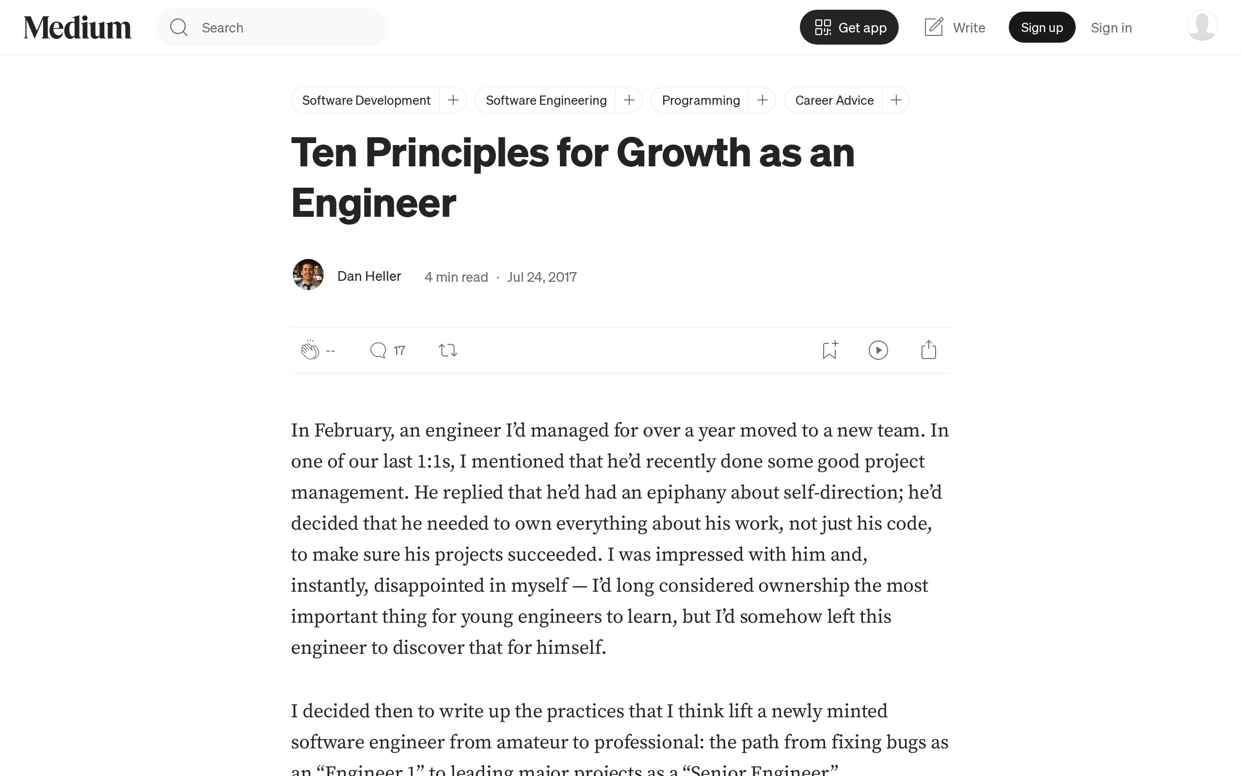 Ten Principles for Growth as an Engineer - Dan Heller - Medium