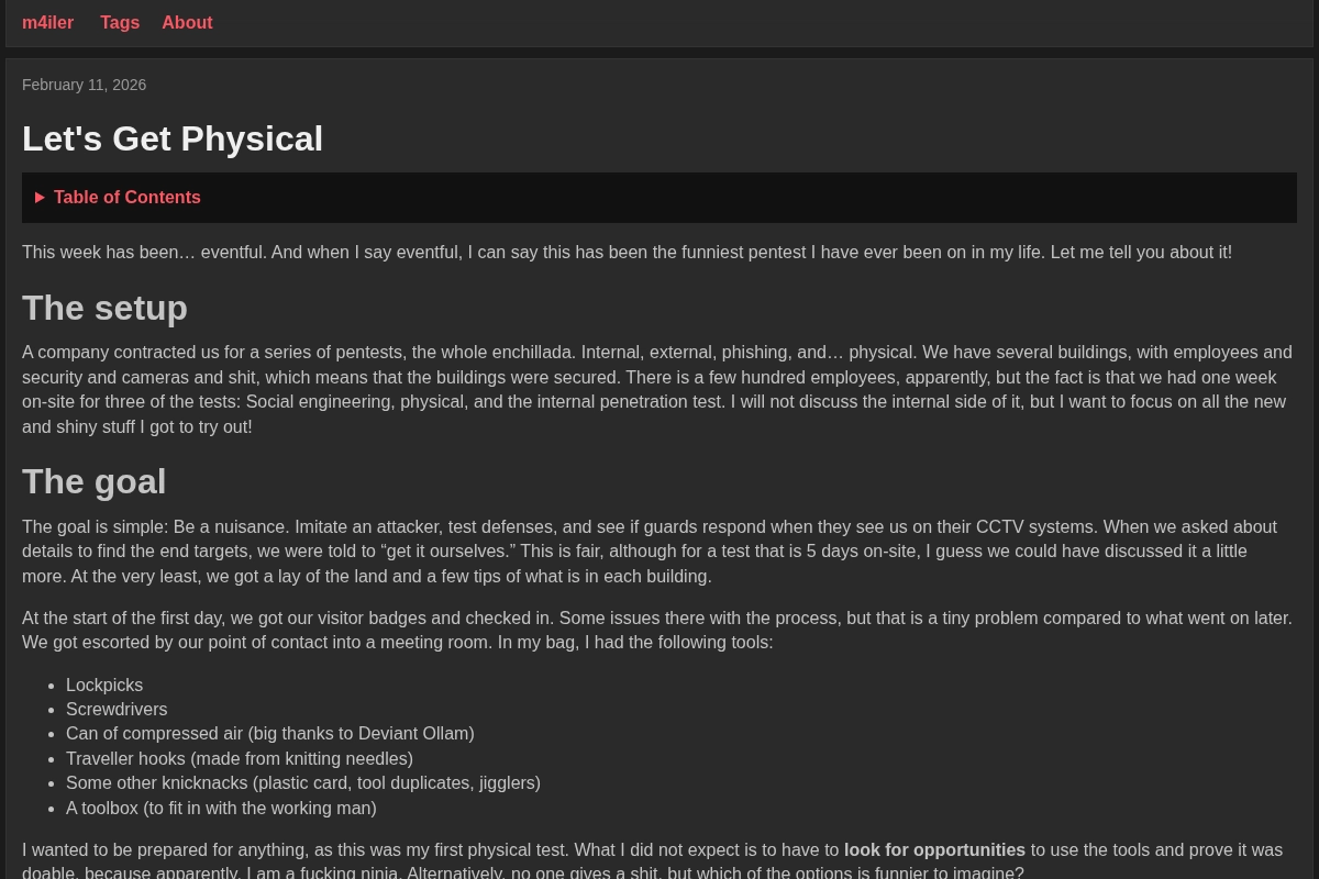 Let's Get Physical | m4iler