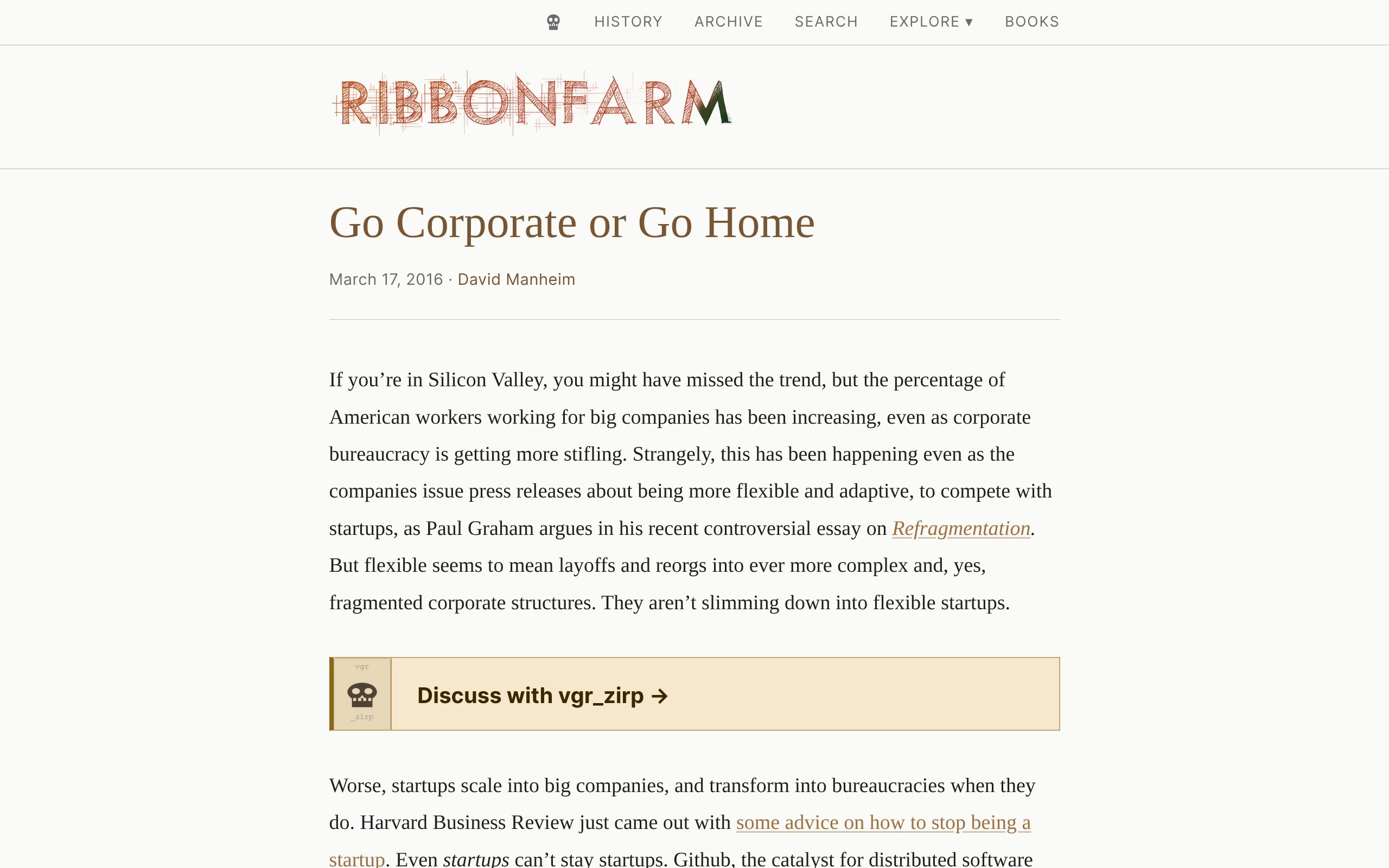 Go Corporate or Go Home