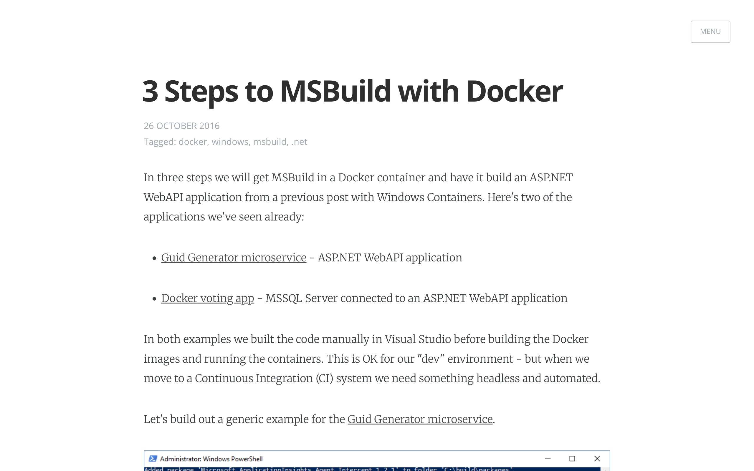 3 Steps to MSBuild with Docker