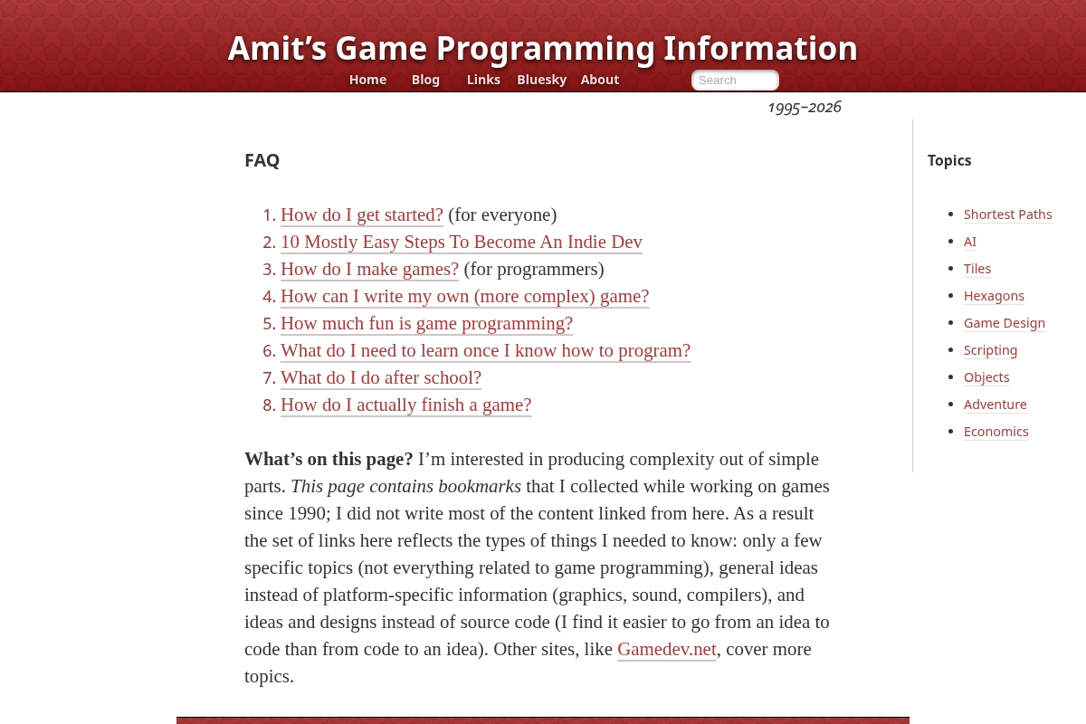 Amit’s Game Programming Information