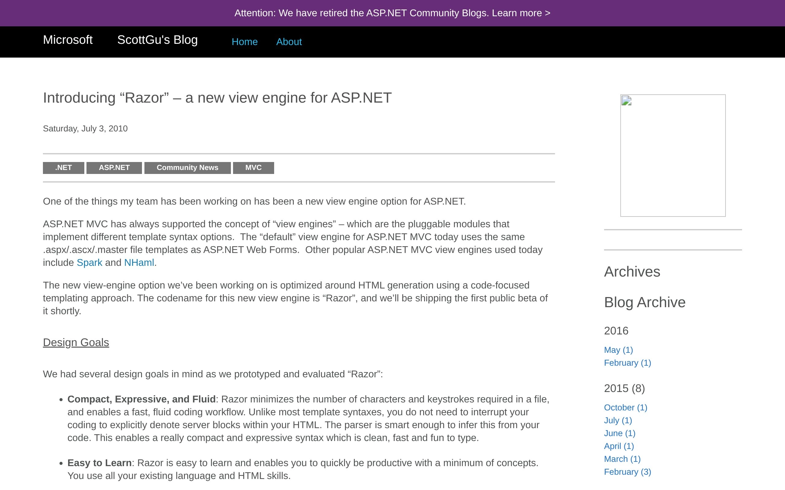 Introducing “Razor” – a new view engine for ASP.NET - ScottGu's Blog