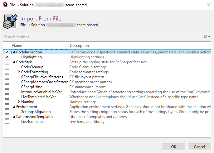 ReSharper Import Settings From File