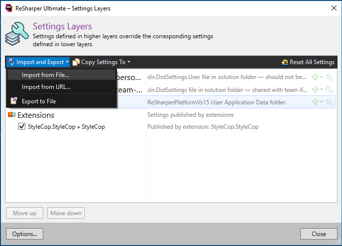 ReSharper Import Settings