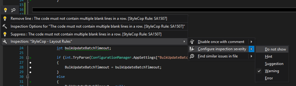 ReSharper StyleCop Inspection Severity