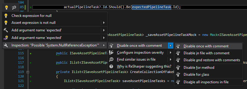 ReSharper Disable once with comment