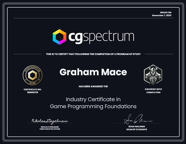 Game Programming Foundations certificate