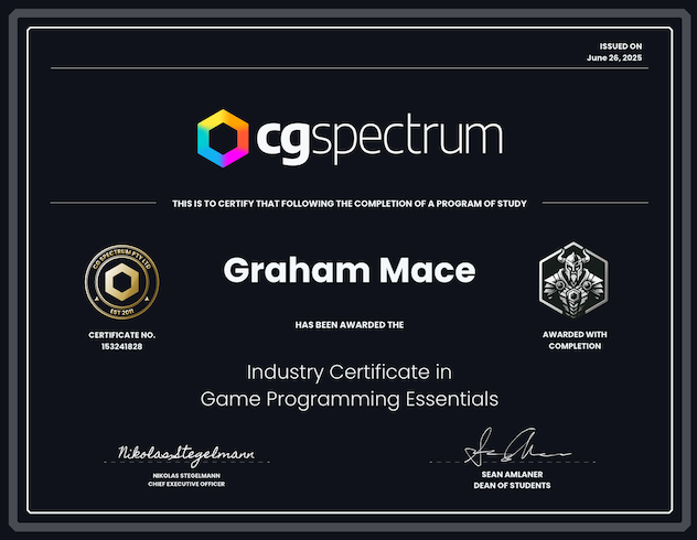 Game Programming Essentials certificate